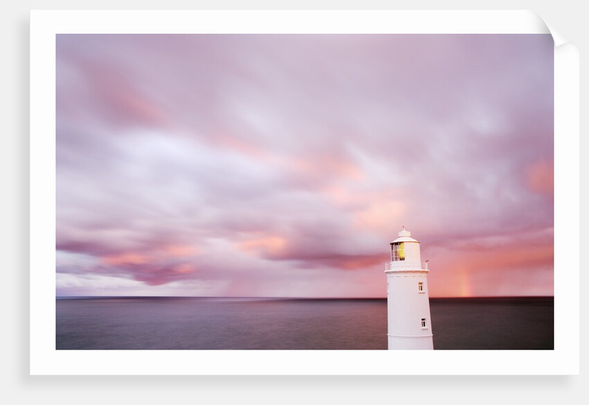 Lighthouse and Sunrise in Distance by Anonymous