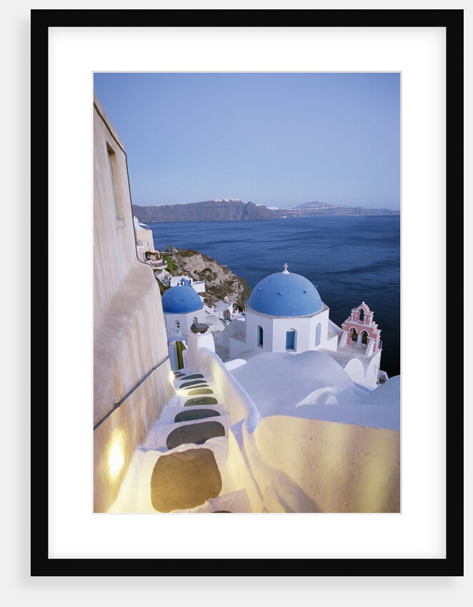 Whitewashed Stairs and Hillside Town by Anonymous
