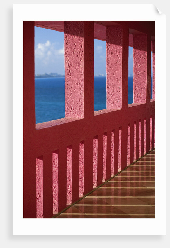 Bright Pink Railing and Ocean View by Anonymous