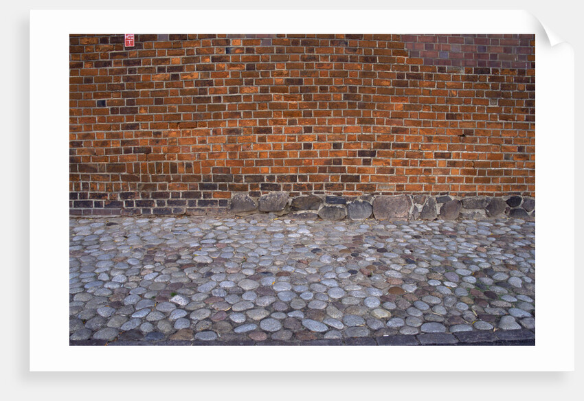 Cobblestone Street and Brick Wall by Anonymous