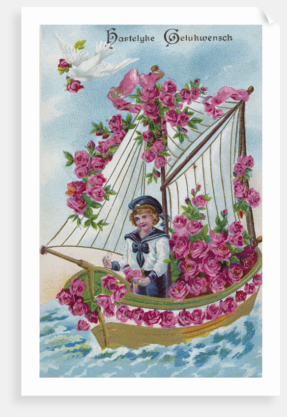 Best Wishes Postcard with a Boy Sailor by Anonymous