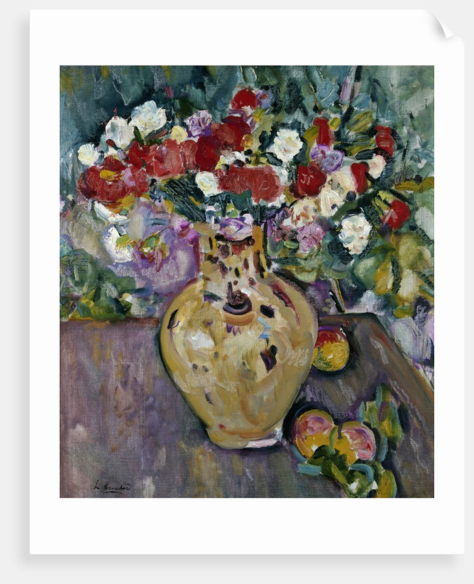 Still Life of Fruit and Flowers in a Vase by George Leslie Hunter