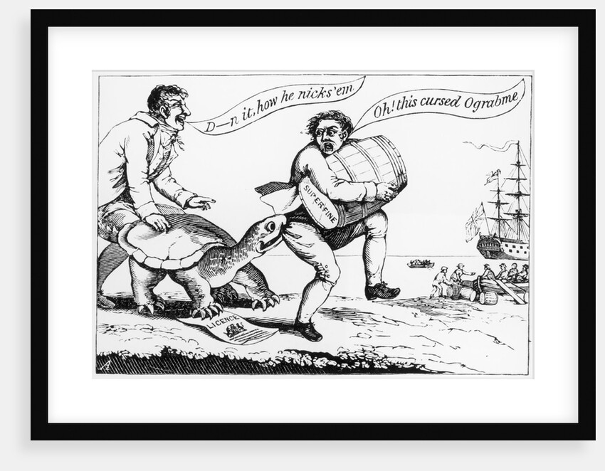 Cartoon: A Smuggler During the Embargo Act 1807-1809 by Anonymous