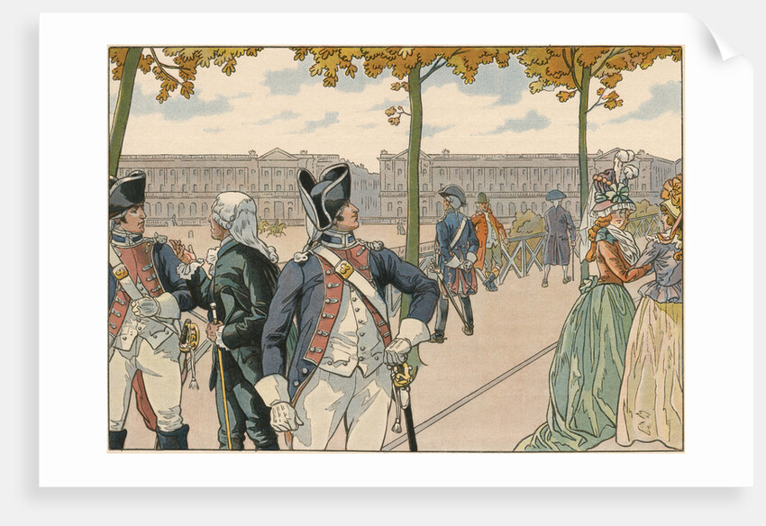 Illustration of Joachim Murat Walking in the Tuileries by Jacques Onfroy de Breville