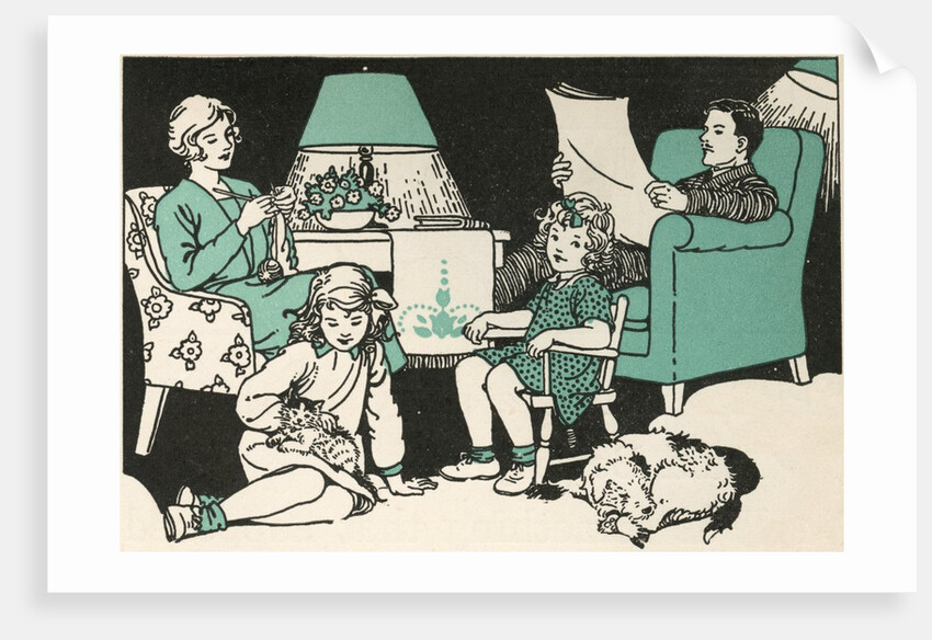 Illustration of a Family Relaxing at Home by Marguerite Davis