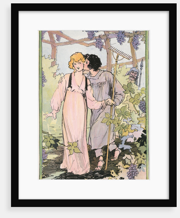 Illustration of a Couple in an Arbor by John R. Neill