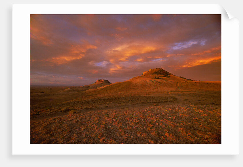 Oregon Buttes in Red Sunrise Glow by Anonymous