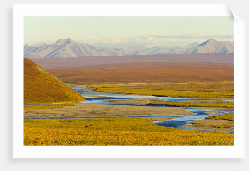 Mountains and Winding River in Tundra Valley by Anonymous