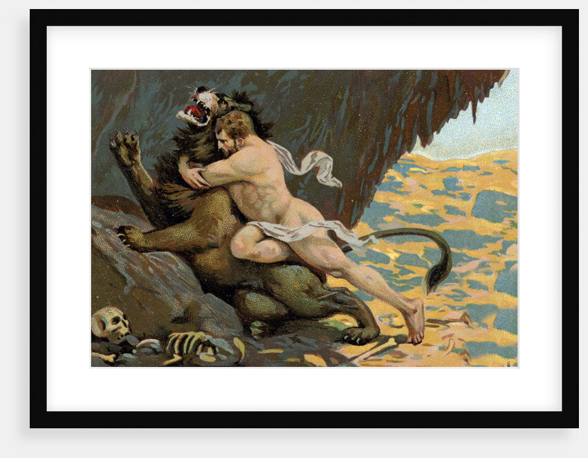 Illustration of Hercules and the Nemean Lion by Anonymous