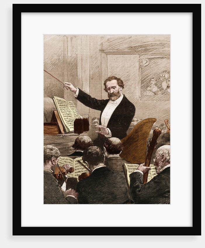Illustration of Giuseppe Verdi Conducting in Paris by Anonymous