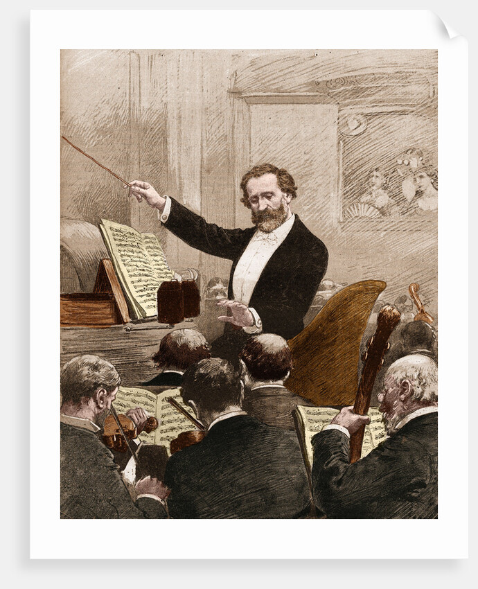 Illustration of Giuseppe Verdi Conducting in Paris by Anonymous