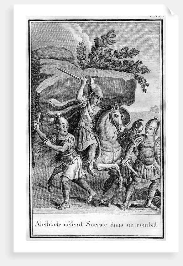 Illustration of Alcibiades Defending Socrates in a Fight by Anonymous
