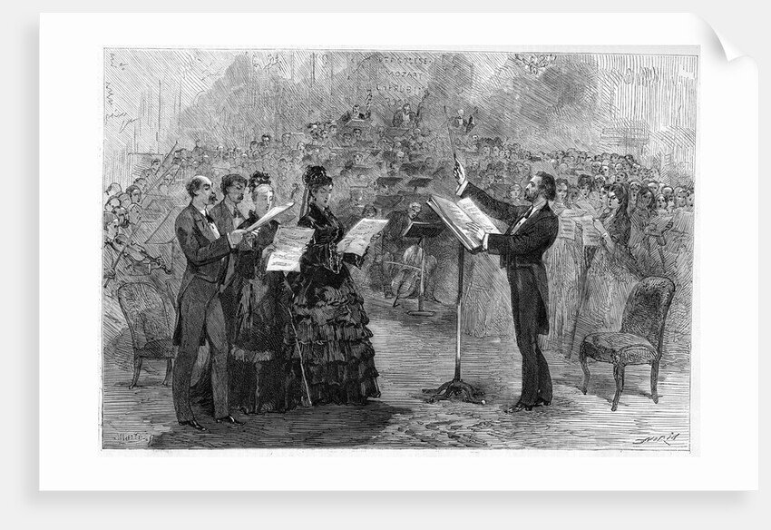 Illustration of Giuseppe Verdi Conducting a Performance of His Requiem Mass by Anonymous