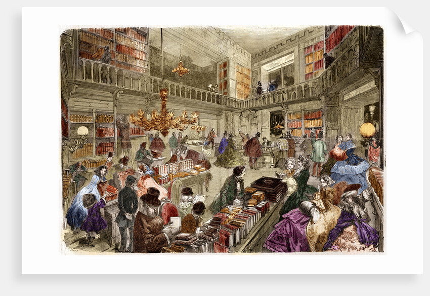 Illustration of a Bookstore in Paris by Anonymous