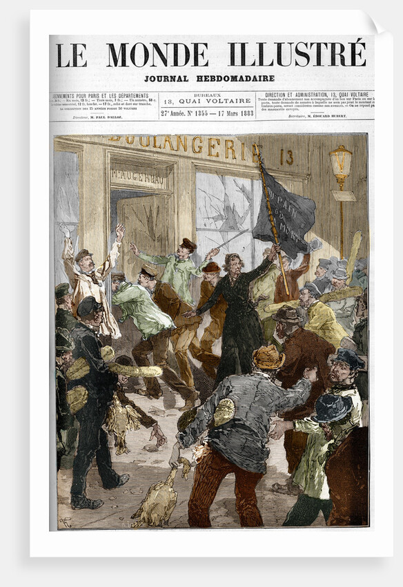 Illustration of Louise Michel Participating in an Unemployment Demonstration by Anonymous