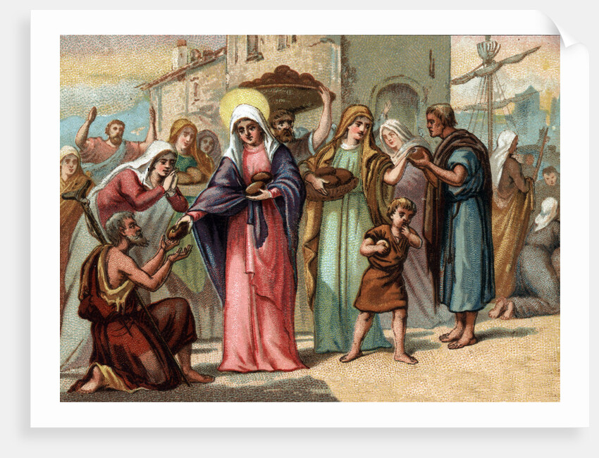 Illustration of Saint Genevieve Distributing Bread to the Hungry by Anonymous