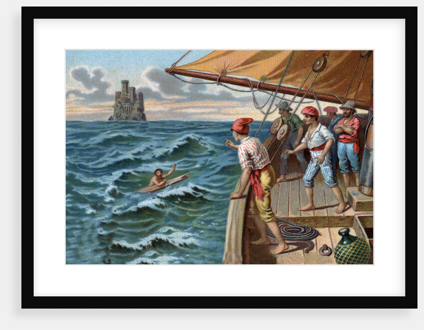 Illustration of Edmond Dantes Left in the Sea by a Ship Crew by Anonymous