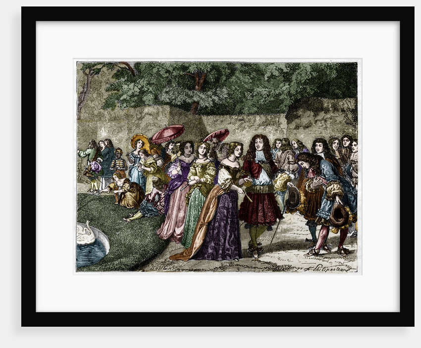 Illustration of Louis XIV in His Gardens at Versailles by Anonymous