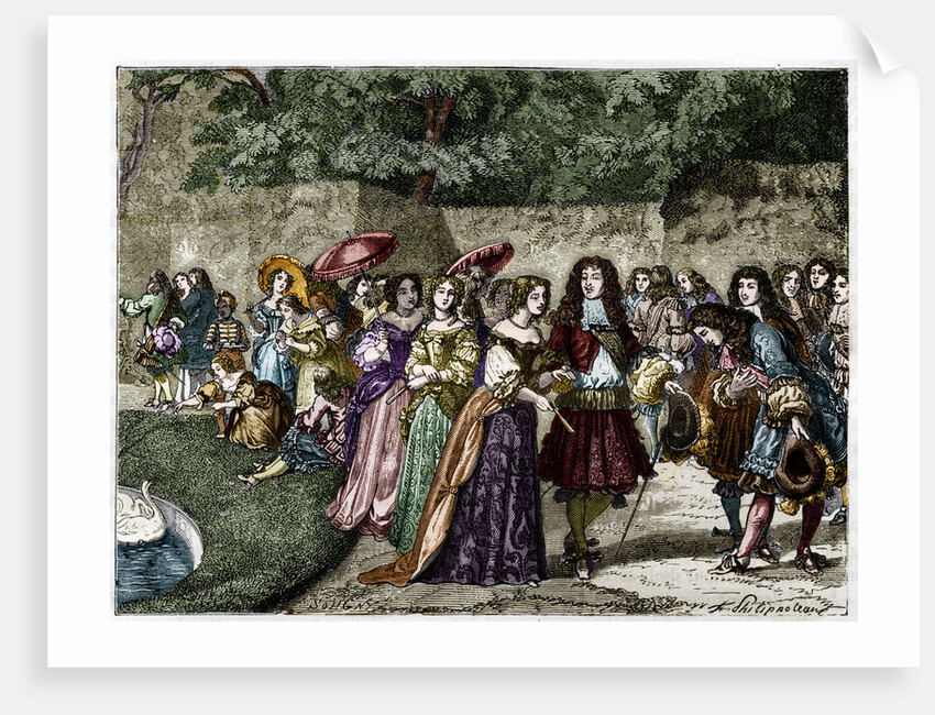 Illustration of Louis XIV in His Gardens at Versailles by Anonymous
