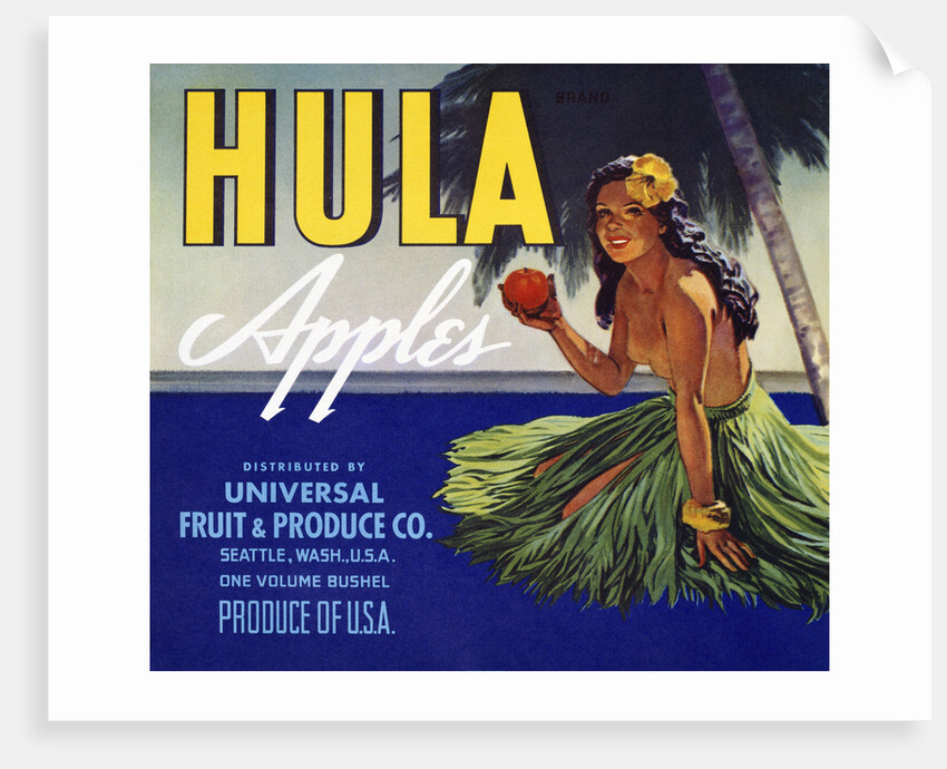 Hula Apples Fruit Crate Label by Anonymous