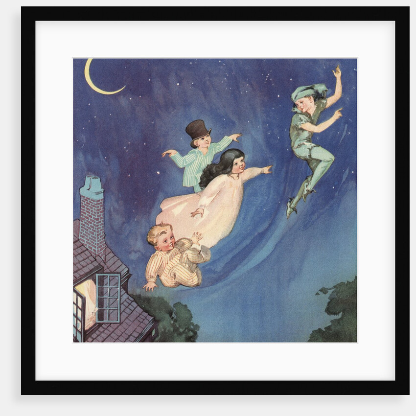 Away They Floated into the Dark Blue Depths of the Starry Night Illustration by Roy Best