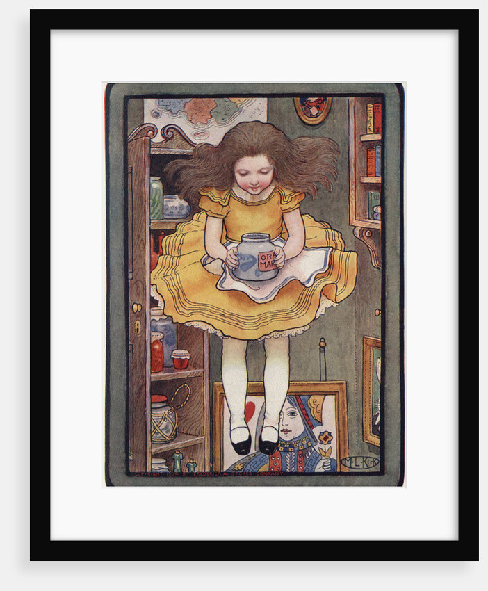 Illustration of Alice Holding a Jar by M.L. Kirk
