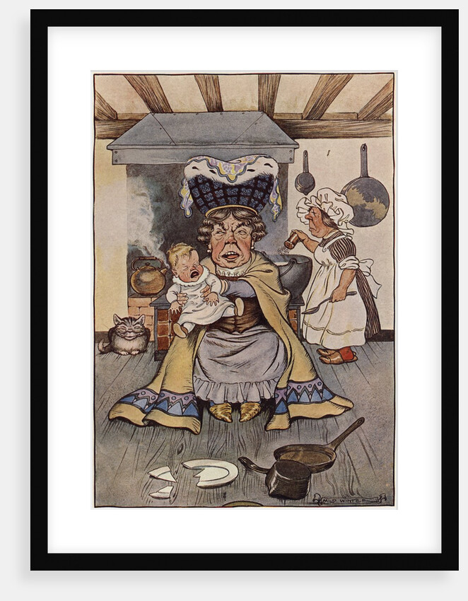 The Duchess Was Sitting on a Three-Legged Stool, Nursing a Baby Illustration by Milo Winter