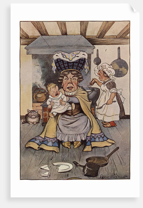 The Duchess Was Sitting on a Three-Legged Stool, Nursing a Baby Illustration by Milo Winter