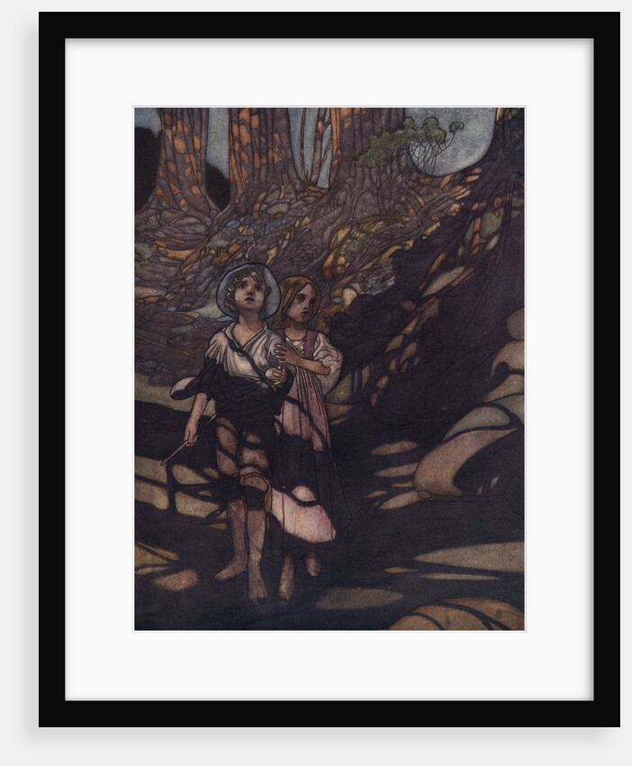 Hansel and Gretel in the Forest Illustration by Charles Robinson
