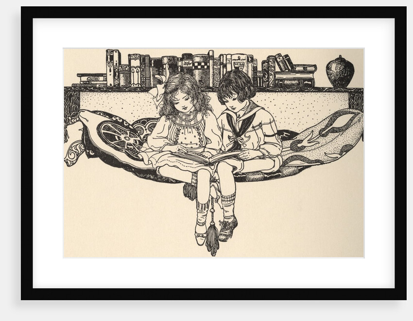 Illustration of Children Reading by Emilie Benson Knipe