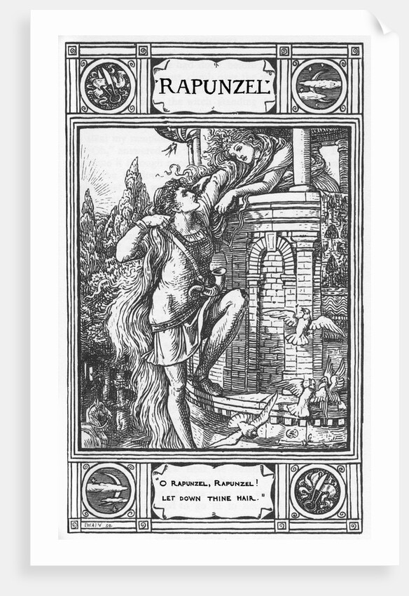 O Rapunzel, Rapunzel! Let Down Thine Hair Illustration by Walter Crane