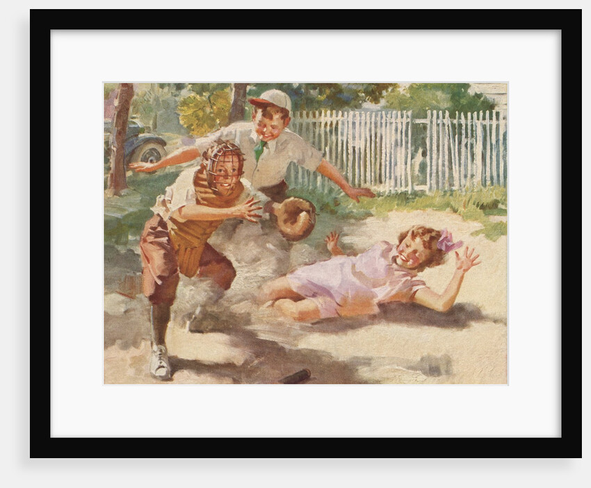 Illustration of Children Playing Baseball by Anonymous