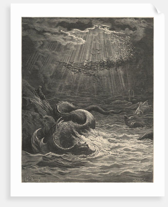 And Seems a Moving Land; and at His Gills Draws In, and at His Trunk Spouts Out, a Sea by Gustave Dore