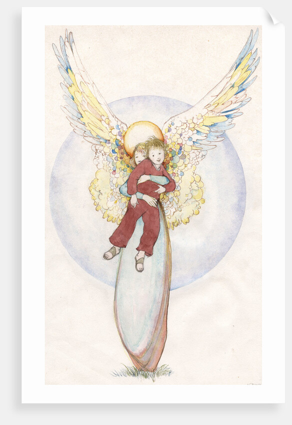 Illustration of an Angel Holding a Boy by Paul Cline