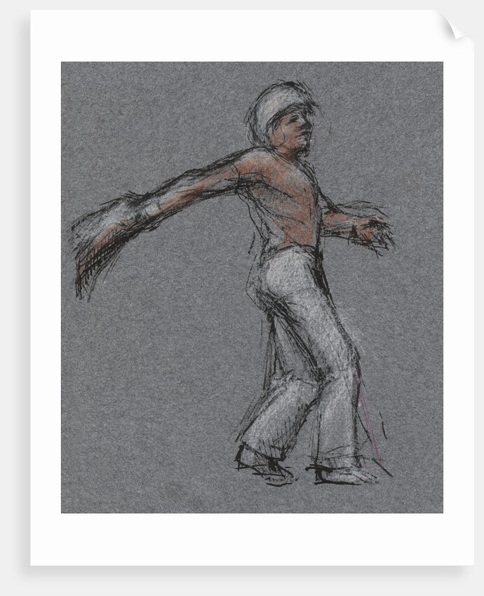 Illustration of a Jai Alai Player in Motion by Alexandra Day