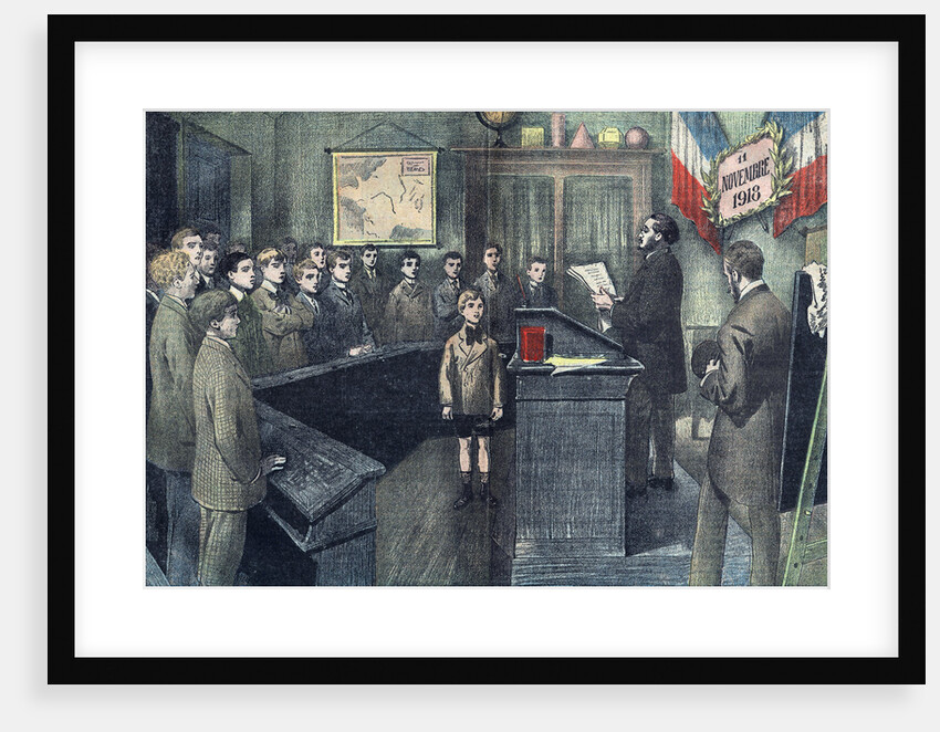 Illustration of French Schoolchildren Honoring Armistice Day by Anonymous