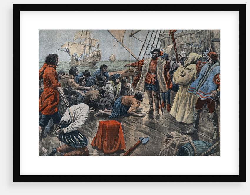 Illustration of Ferdinand de Magellan Quelling a Mutiny by Anonymous