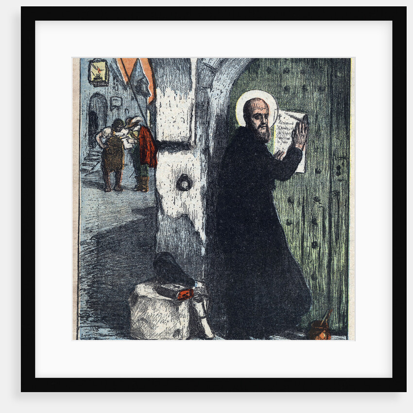 Illustration of Saint Francis of Sales Posting Tracts on Protestant Homes by Anonymous