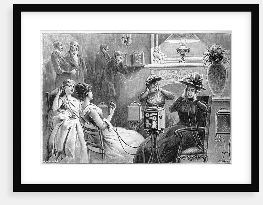Illustration of Parisians Testing the Theatrophone by Anonymous