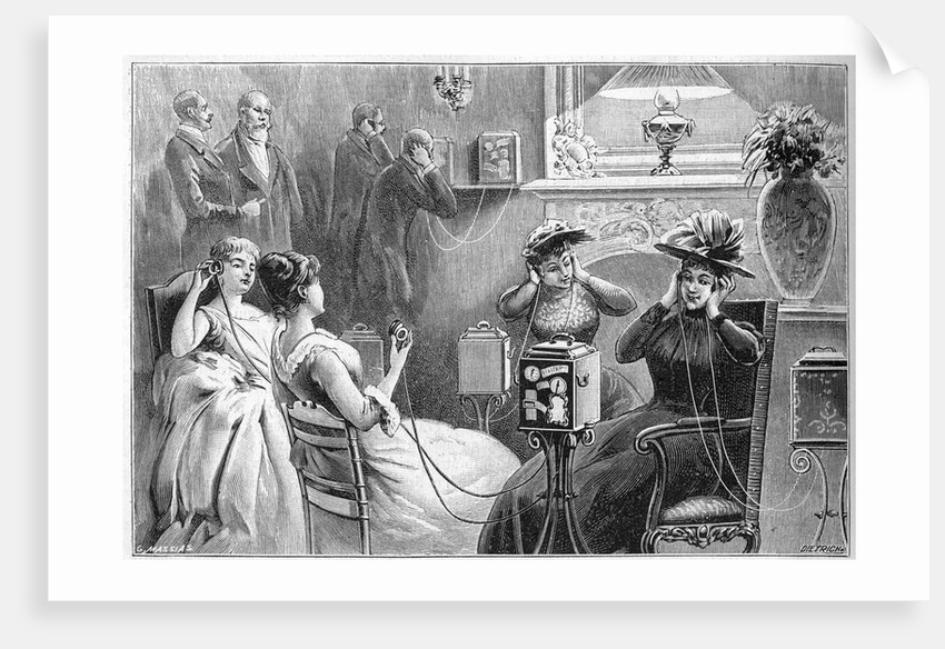 Illustration of Parisians Testing the Theatrophone by Anonymous