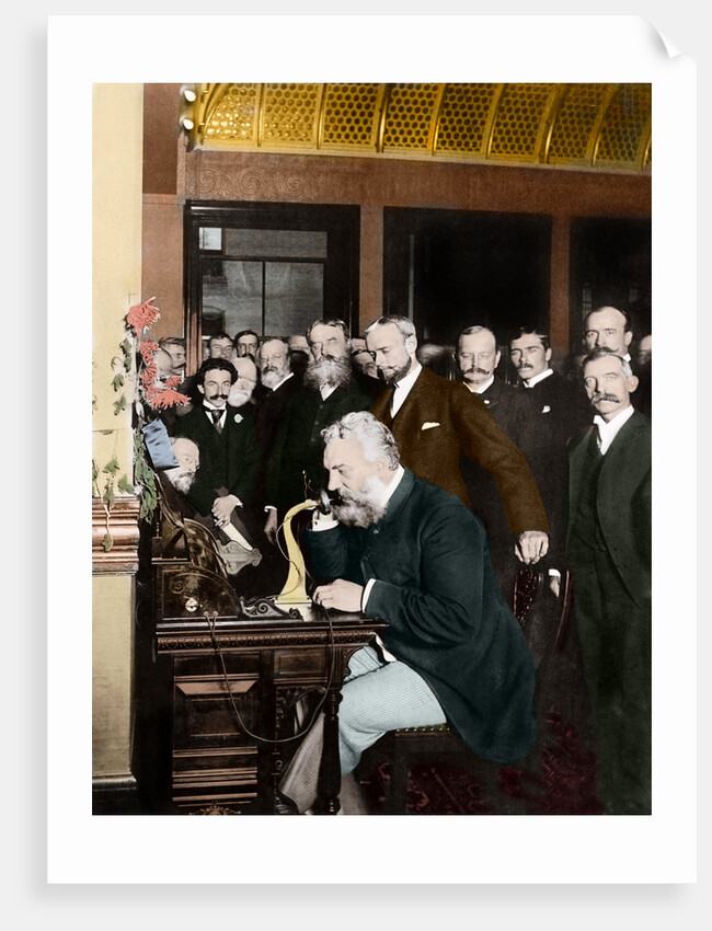 Alexander Graham Bell Making Telephone Call by Anonymous