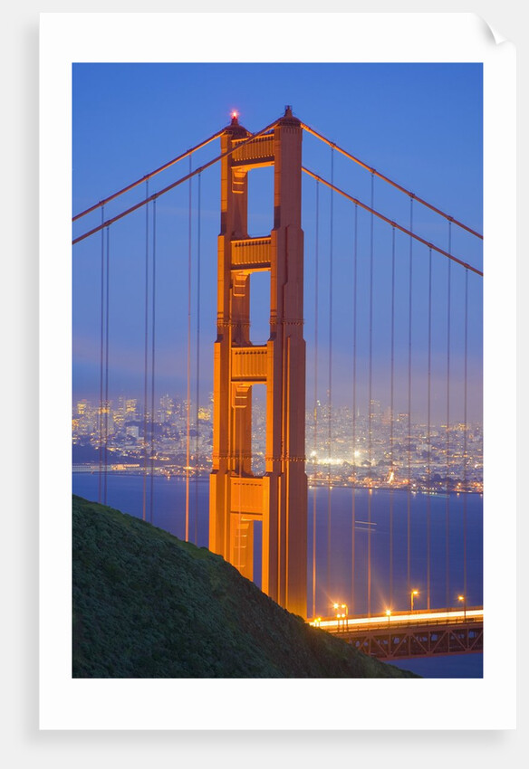 Tower of Golden Gate Bridge and San Francisco at Dusk by Anonymous