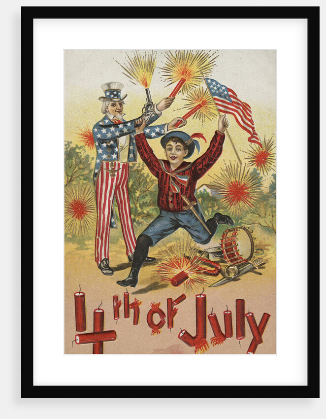 4th of July Postcard with Firecrackers by Anonymous