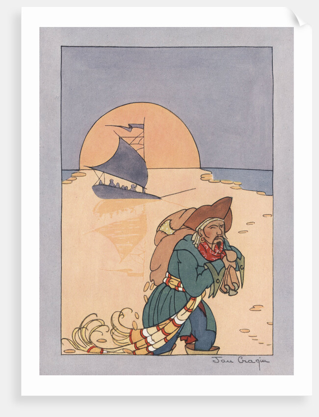 Illustration of a Pirate Carrying Treasure by Jan Cragin