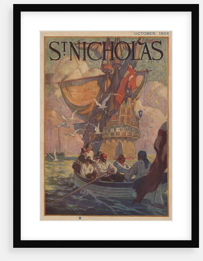 Illustration of Pirates Rowing to Ship by Manning DeVilleneuve Lee