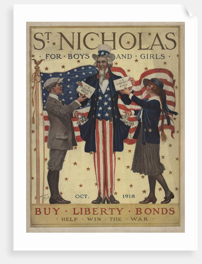Illustration of Uncle Sam Handing Out Liberty Bonds by Norman Price