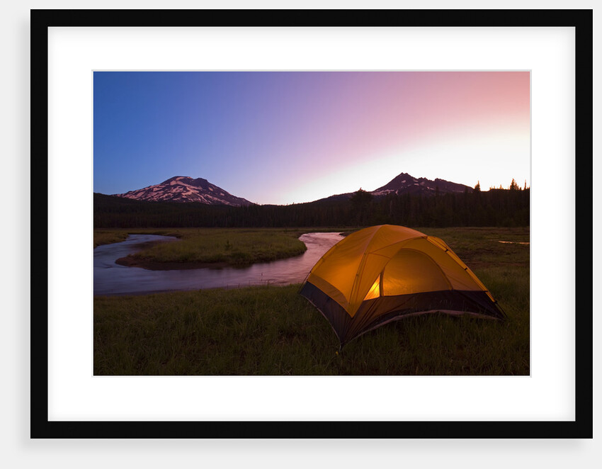 Tent Beside a Stream at Sunrise by Anonymous
