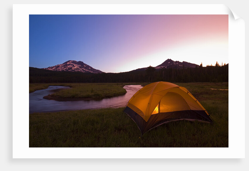 Tent Beside a Stream at Sunrise by Anonymous