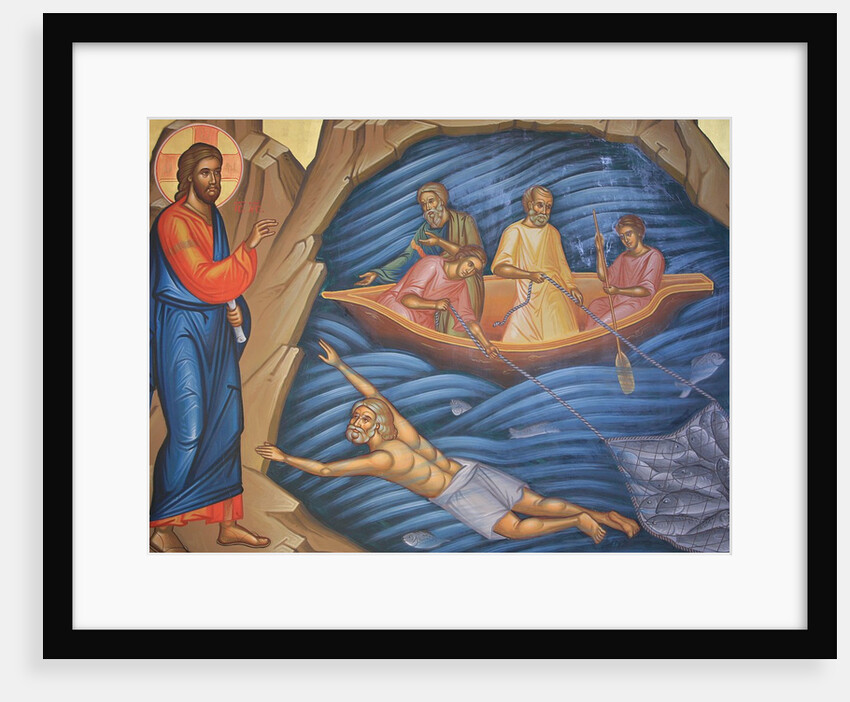 Greek Orthodox Fresco Depicting The Miracle of the Fish by Anonymous
