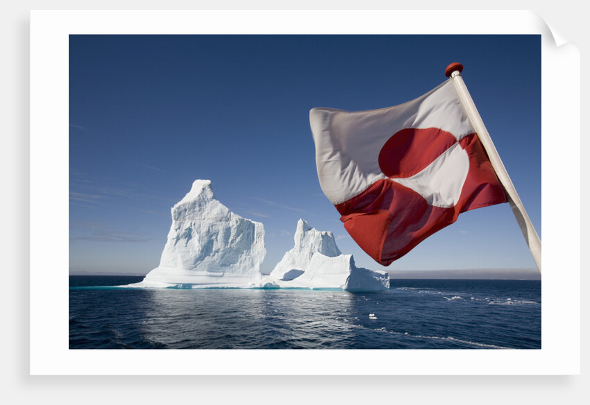 Greenland Flag on Arctic Umiaq Line Ferry by Anonymous
